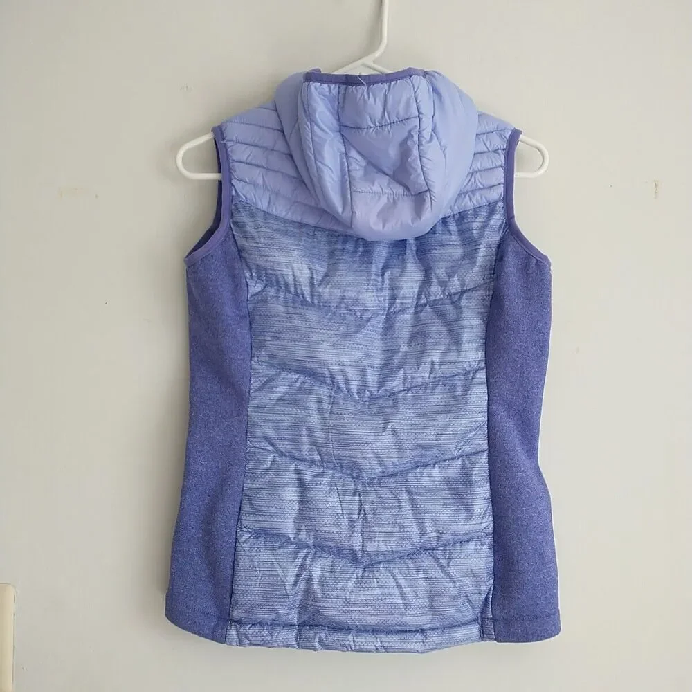 Free Country Puffer Vest Youth Girl L 14-16 Purple Down Full Zip Hooded Quilted